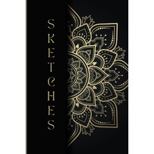 Mey İthalat Sketch Book: Sketchbook For Artist Drawing Blank Paper Pad 6" x 9" - Notebook 150 Pages Blank Paper Book For All Ages Gold Mandala