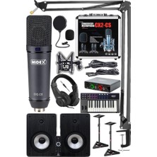 Mey İthalat Midex Private Paket-7 Stüdyo Ekipmanları Seti (Monitör Mikrofon Ses Kartı Kulaklık Midi Klavye)