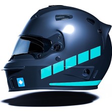 Mey İthalat Şerit Tasarımlı Nane Yeşili Motosiklet Kask Sticker