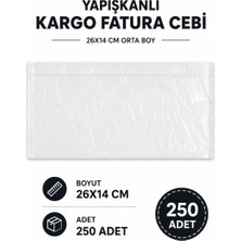 Just Cheap Store 26X14 cm Orta Boy Yapışkanlı Kargo Fatura Cebi 250 Adet