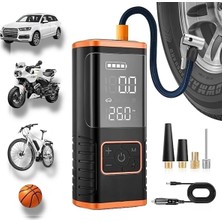 Mey İthalat Enshall Taşınabilir Hava Kompresörü Lastik Şişirme - 150PSI Araba Lastikleri Hava Pompası Lastik Basınç Ölçerli LED Işık, 5400MAH Pil ve 12V Dc Akıllı Lastik Şişirme Cihazı Araba, Motosiklet, Bisiklet