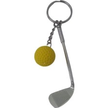 Mey İthalat 5dm-Gerçekçi Golf Tasarımlı Şık Anahtarlık Kolye Çanta Süsü Golf Keychain - Sarı Renk