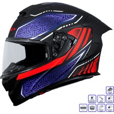 Gp Kompozit MKS008-RBBR Yarış Spoiler Güneş Vizörlü Şeffaf Full Face Motosiklet Kaskı