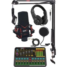 Mey İthalat Midex Gmx-1 Platinium Head Set Condenser Mikrofon Ses Kartı Kulaklık Canlı Yayın Paketi