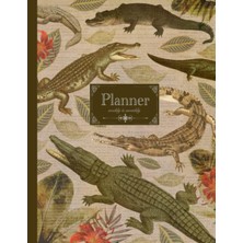 Mey İthalat Planner. Weekly & Monthly: Undated Crocodile Alligator Planner. Large Size Aesthetic Vintage Style. Tropical Jungle Wildlife Animals. Weekly And Monthly Spreads.