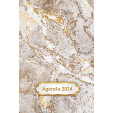 Mey İthalat Independently Published Agenda De Poche Effet Marbre:: Format A6 10/15CM - Marbre Couleur Doré Et Beige - Agenda Journalier 2024