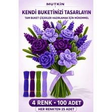 Mutkin 4 Renk Şönil Tel Seti 100 Adet 30 cm Yoğun Tüylü Esnek Buket Çiçek ve Hobi Çubuğu
