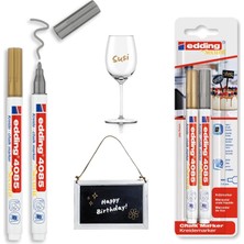 Mey İthalat Edding 4085 Tebeşir Kalemi - Altın, Gümüş - 2 Tebeşir Kalemi - 1-2 mm Yuvarlak Uçlu