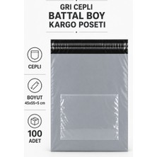 Just Cheap Store Gri Cepli Battal Boy Kargo Poşeti 45X55+5 cm 100 Adet