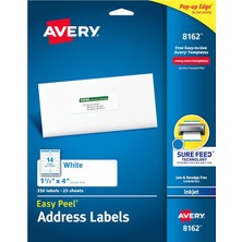 Mey İthalat Avery Posta Adresi Etiketleri, Mürekkep Püskürtmeli Yazıcılar, 350 Etiket, 1-1/3 x 4, Kalıcı Yapıştırıcı, 5 Paket (8162)