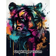 Mey İthalat Abstract Tiger Graph Paper 1x1 Cm: 1cm Squared Grid Paper | Gift For People Who Love Cats, Wildlife Animal Lovers | For Back To School, Office, Work | 8.5 x 11 Inches | 111 Pages | V5