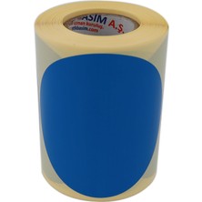 Mey İthalat Kuşe Daire Renk Baskılı Çap Etiketi 75MM Daire Ölçülerinde Yuvarlak Çıkartma Sticker Ruloda 300 Adet Kendinden Yapışkanlı Rulo Etiketi Barkod Yazıcılar ile Uyumlu 40MM Kuka (Mavi)