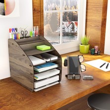Mey İthalat Design Otto Large Modest - 6 Renk A4 Evrak Rafı Masaüstü Organizer Düzenleyici (Ceviz)