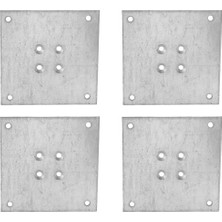 Mey İthalat 4 Adet Metal Çinko Masa Bağlantı Sacı Düz 7 x 7 cm Mobilya Yemek Masası Ayak Bağlama Saçı Aparat