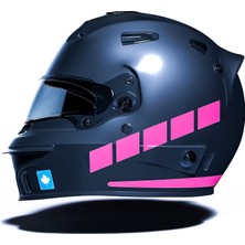 Mey İthalat Şerit Tasarımlı Gül Pembesi Motosiklet Kask Sticker