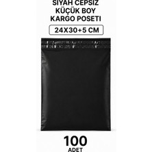 Just Cheap Store Siyah Cepsiz Küçük Boy Kargo Poşeti 24X30+5 cm 100 Adet