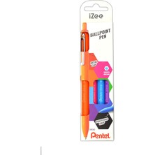 Mey İthalat Pentel 1.0 mm Yağ Bazlı Mekanizmalı Roller Kalem - Izee - 4'lü Blister (F-P-S-V)