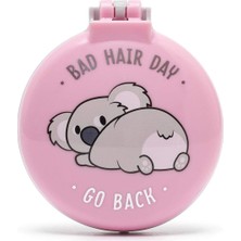 Mey İthalat Legami - Aynalı Fırça, Tema, Nice Hair, Bad Hair Day Go Back, Tek Bir Tıkla Açılır ve Kapanır, Her Yerde Taşıması Rahat ve Pratik