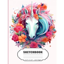 Mey İthalat Sketchbook: Unicorn Floral Blank Sketch Book For Kids, Adults, Artist Notebook/journal For Drawing, Writing, Sketching Or Doodling, Blank Paper, 120 Blank Pages, 8.5X11 (Blank Drawing Book)