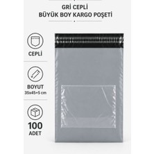 Just Cheap Store Gri Cepli Büyük Boy Kargo Poşeti 35X45+5 cm 100 Adet