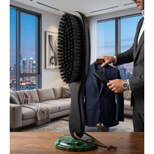 Mey İthalat Transformacion Elbise Fırçası, Siyah, Ahşap Saplı, Bristol Kıllar, Deri Askılı, Pantolon ve Ceket Bakımı, 25 cm