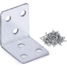 Mey İthalat BADEM10 Mobilya Dolap Köşe Bağlantı Sabitleme L Demir Gönye 35X35X30 mm (5 Adet)