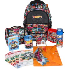 Mey İthalat Hot Wheels Dekomus Ile Lisanslı Hot Wheels Okul,beslenme ve Kalem Çantası Ile Beslenme Kabı Kırtasiye Seti Çıtçıtlı