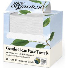 Mey İthalat Sky Organics Nazik Temiz Yüz Havluları, Usda Sertifikalı Biyobazlı Yüz Havlusu, Ekstra Büyük, Ultra Yumuşak, Çift Dokulu, Tek Kullanımlık Havlu, Hipoalerjenik, 50 Temiz Xl Havlu, 1'li Paket