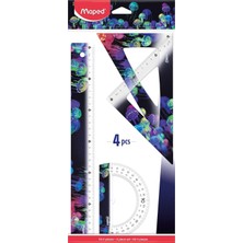 Mey İthalat Maped - Deepsea Paradise Çizim Seti, 4 Parça, Cetvel 30 cm + Açı 60°/21 cm + Açı 45°/21 cm + Açı Ölçer 180° Taban 12 cm – Ergonomik ve Hafif Enstrümanlar