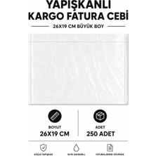 Just Cheap Store 26X19 cm Büyük Boy Yapışkanlı Kargo Fatura Cebi 250 Adet