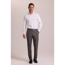 Ysf Erkek Açık Gri Regular Fit Yünlü Kumaş Pantolon