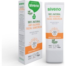 Mey İthalat SIVENO%100 Doğal Yüz Güneş Kremi Leke Karşıtı Aydınlatıcı Mineral Filtre Uva Uvb Spf 50+ 30 ml