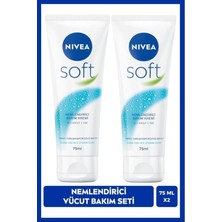 Mey İthalat Nıvea Soft Nemlendirici Bakım Kremi, Jojoba Yağı ve E Vitamini, El Yüz Vücut, 75 ml x 2 Adet