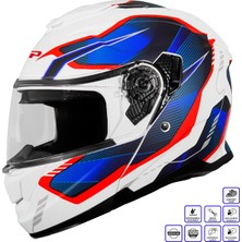 Gp Kompozit MKS007-EWBR Güneş Vizörlü Şeffaf Çene Açılır Motosiklet Kaskı