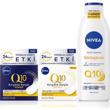 Mey İthalat Nıvea Q10 Power Kırışıklık Karşıtı Spf 30 Gündüz Yüz Bakım Kremi 50 ml ve Q10 Kırışıklık Karşıtı Gece Bakım Kremi 50ML ve Sıkılaştırıcı Vücut Losyonu 250 ml
