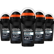 Mey İthalat L’oréal Paris Men Expert 5'li Carbon Protect Anti Perspirant Roll On Deodorant Seti (5 x 50 Ml)