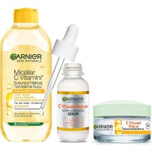 Mey İthalat Garnier Parlak Cilt Için Makyaj Temizleme Suyu + C Vitamini Serum + Nemlendirici Seti