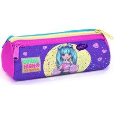 Mey İthalat Coral High Mor Anime Üç Gözlü Kalemlik Kalem Çantası - Kız Çocuk