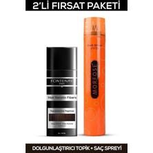 Mey İthalat Fontenay Saç Dolgunlaştırıcı Keratin Fibers Koyu Kahve Topik Saç Tozu 50GR + Saç Spreyi 400ML 2'li S Renkli