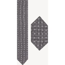 Ysf Erkek Gri Kravat Mendil Set