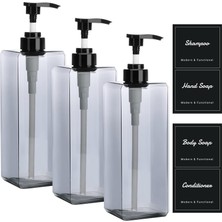 Mey İthalat Suream 33OZ Duş Için Doldurulabilir Şampuan Şişeleri, 3packs 1000ML Büyük Boş Pompa Dispenseri, Şampuan, Vücut Sabunu, El Sabunu, Saç Kremi, Banyo, Mutfak, Otel, Salon, Spa Için 4 Adet Etiketli