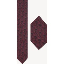 Ysf Erkek Siyah Bordo Karışık Desenli Kravat Mendil Set