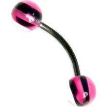Mey İthalat Rouge Moulin Curved Barbel 316 L Bioplast Piercing TDGR00871, Pembe