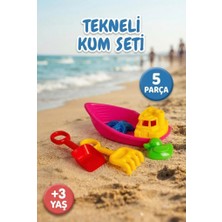 Farbu Oyuncak 5 Parça Eğlenceli Havuz ve Plaj Oyuncağı - Kürek Tırmık ve Kum Kalıplı Tekneli Kum Seti