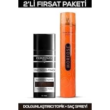 Mey İthalat Fontenay Saç Dolgunlaştırıcı Keratin Fibers Koyu Kahve Topik Saç Tozu 50GR + Saç Spreyi 400ML 2'li Set 2