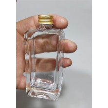 Mey İthalat 3 Adet Boş Gold Kapaklı Kolonya Şişesi Doldurulabilir Cep Cam Parfüm Şişesi 50 Ml, SPREYLISE065