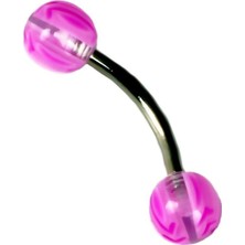 Mey İthalat Rouge Moulin Curved Barbel 316 L Bioplast Piercing TDGR00878, Mor
