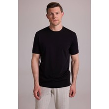 Ysf Erkek Siyah Regular Fit Bisiklet Yaka T-shirt