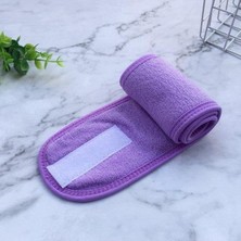 Mey İthalat Tekstil Havlu Saç Bandı Cırt Bantlı Makyaj Bandı Sporcu Saç Bandı. (Mor)