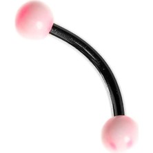 Mey İthalat Rouge Moulin Curved Barbel 316 L Bioplast Piercing TDGR00867, Pembe-Beyaz